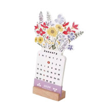 2026 Floral-Themed Paper Desk Calendar for Home, Office, and Study with Flip-Page Design and 3D Decorations