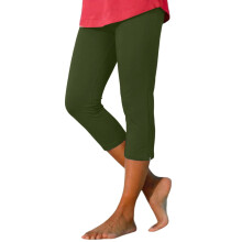 Women's Army Green Capri Leggings Knee-Length Zipper Crop