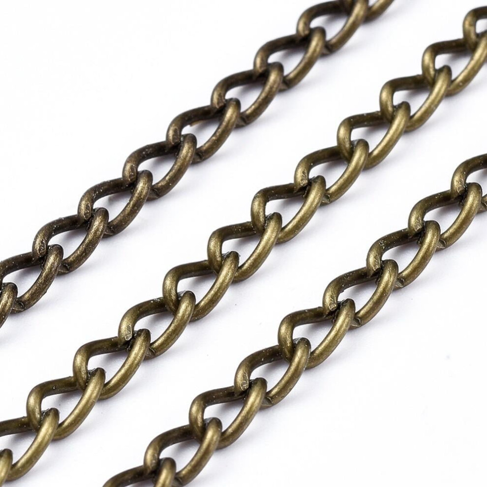 Iron Twisted Chains Curb Chains Unwelded Lead Free And Nickel Free Antique Bronze Link:3x5mm 0.8Mm Thick 9485826681649
