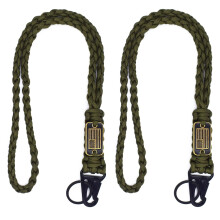 2 Pcs Heavy Duty Braided Paracord Lanyard Keychain with USA Flag – Compatible with Keys, Camera, Whistle, Outdoor & Travel