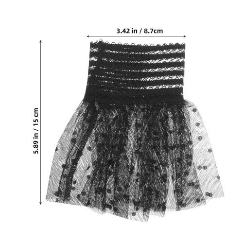 Ruffle Cuff Lace Pattern Sleeve Cuffs Black 1 Pair 2