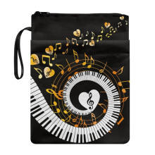 Music Zipper Bag, 1 pc Polyester Fabric Lightweight Church Bag for Travel, 11.4 Inch X 8.66 Inch