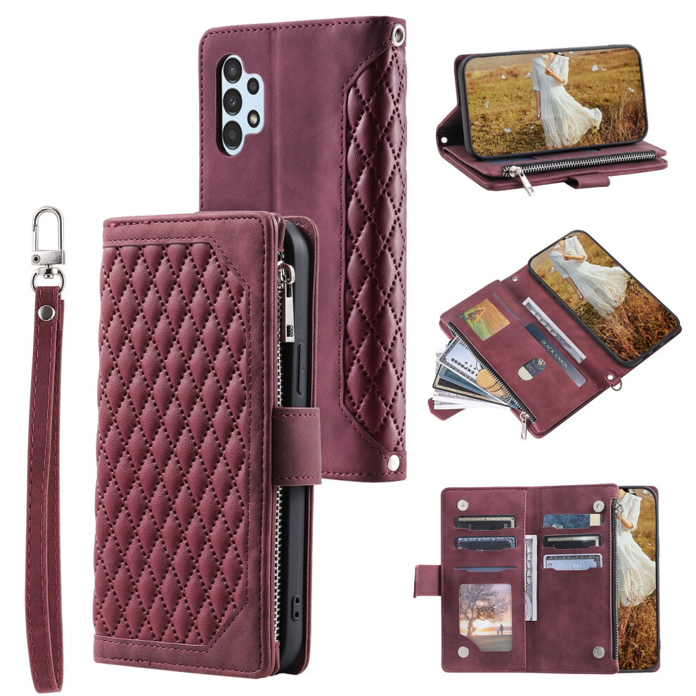 Galaxy A13 Wallet Case With Crossbody Strap, Card Holder & Magnetic Kickstand Â Compatible With Samsung Galaxy A13 4G, Winered 9418476746239