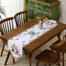 Easter Bunny Table Runner 15"x70", Colorful Cutwork Embroidered Floral Rabbit & Eggs – Farmhouse Spring Holiday Decoration, Compatible with Standard