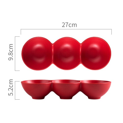 Round Bowl Ceramic Fruit Dish Salad Storage Container Red 1