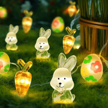 Warm White LED String Lights with Festive Bunny Design, 2 Meters, Battery Powered for Party Decor