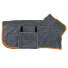 Quick-Drying Dog Bathrobe, Super Absorbent Pet Pajamas for Small Dogs, Warm Towel After Bath – Grey XS, compatible with pet hotels & home use