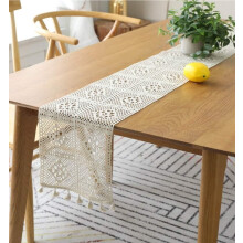 Crochet lace table runner black 9 x 55 inch