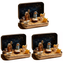 Mini Christmas Nativity Set Religious Decoration 3 Pieces