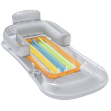 Inflatable Pool Lounger Chair with Headrest, Cup Holders & Storage Pockets – Premium Vinyl Floating Raft for Adults, Compatible with Pool/Beach/Lake