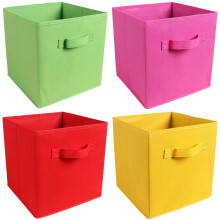 5/4/3pcs Collapsible Storage Cubes, 11", Heavy-Duty Fabric Bins with Handles, Multi-Color, for Shelves, Closet, Utility & Storage Rooms