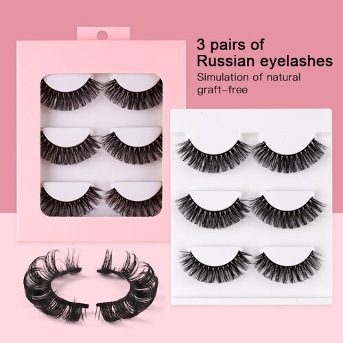 3 ζευγάρια συνθετικές ψεύτικες βλεφαρίδες - Σγουρές, χοντρές και ρεαλιστικές, 1