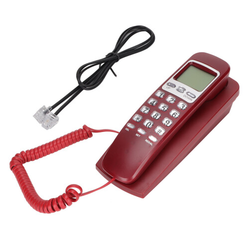 Red Corded Phone with Clear Sound, Unique Handset Volume Control, Extra Long Handle Cord, Flash Function, Redial Feature, Ringer Sound Selectable, 1