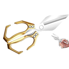 Seattleget Heavy-Duty Kitchen Shears, 2-in-1 Poultry Scissors for Bones, Roots, Chicken, Duck, Fish & Walnuts – Gold