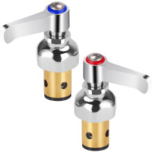 Hot & Cold Side Spindle Assembly for T&S Brass Faucet Handle Stem Assembly Fit for Eterna Valve Replace 002713-40 002714-40 (1 Pair Red & Blue)