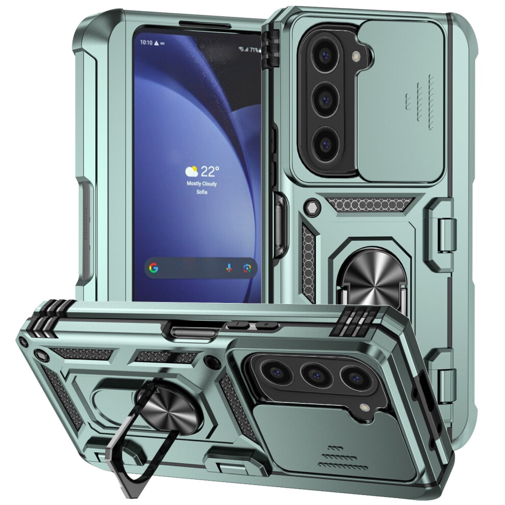 Samsung Galaxy Z Fold 6 Case With S Pen Holder, Sliding Camera Protector, Hinge Protection & Ring Kickstand Â Green 9418476743146