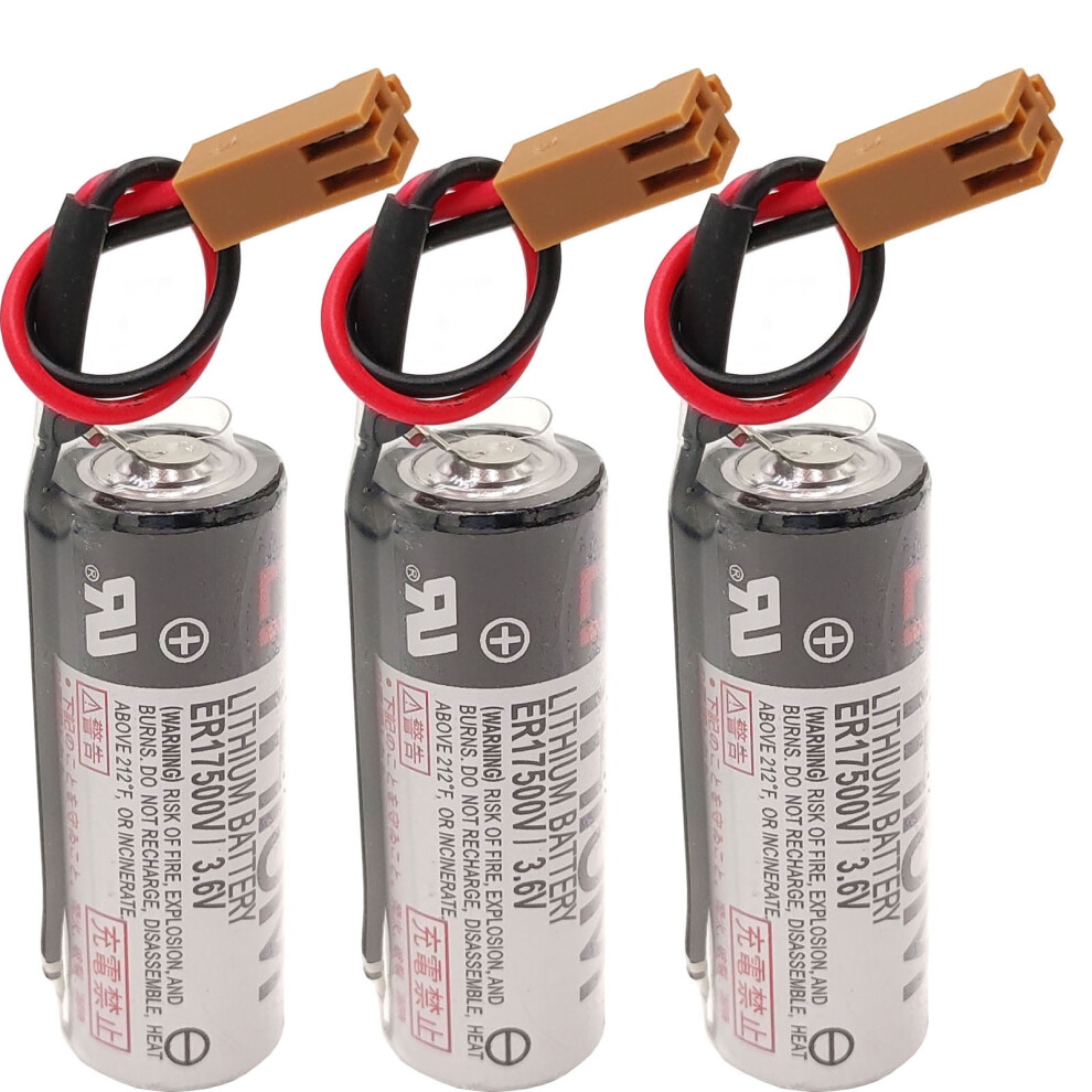 3X New Er17500v 3.6V Plc Battery Compatible With Toshiba Er17500v Digital Control Battery With Plug Brown 9485826683278