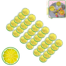 30 Pcs Fake Fruits Set, Reusable Plastic Fruit Decor for Kitchen,Green Lifelike Lemon Decor Arrangements for Cabinet,Party Ornament