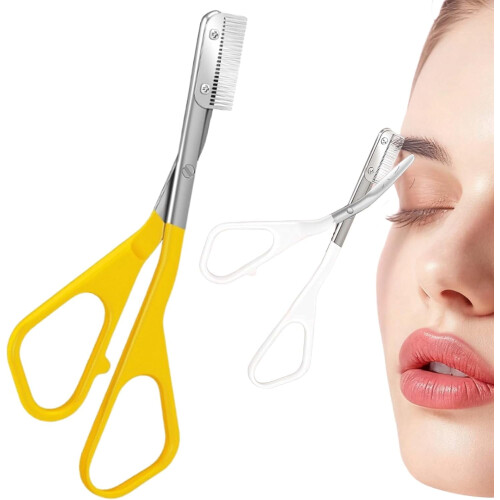 Eyebrow Trimmer Scissors with Comb Stainless Steel