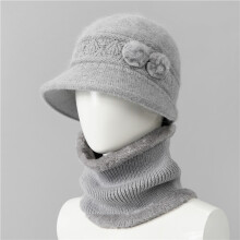 Willtoo Winter Hat Scarf Set for Women Warm Cloche Bucket Hat + Circle Scarf Set Cold Weather Accessories Gray