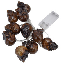 Luzes de cordão com caveiras cruzadas, luzes decorativas a bateria com brilho LED suave e quente, decoração de Halloween para ambientes internos e