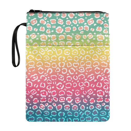 Polyester Zipper Book Cover with Gradient Leopard Print