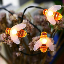 Warm White LED Lights, Honeybee String Lights for a Radiant Evening, Solar Powered Decorative Lights, Waterproof Outdoor Lighting, DIY Party