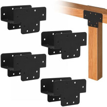 4-Pcs T-Shaped 4x4 Pergola Kit (3.57"x3.57"), Heavy-Duty 3-Way DIY Bracket Kit for Pergolas, Gardens & Outdoor Structures, Compatible with 4x4 Posts