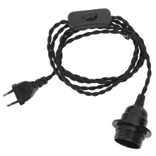 Cavo in tessuto/canapa intrecciato, spina per lampada a sospensione industriale, attacco E26/E27, cavo per lampada, anti-dispersione elettrica,