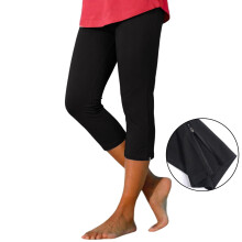Capri Leggings for Women Black Stretchy Knee-Length Casual
