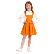 Orange Overall Elastic Waist Plain Brunch Skort for Kids Girl Boy Midi Knee High Loose Fit Skort Catsuit Kid 2026 Clothing Trendy Y2K 7 Years