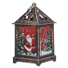 Timer Function Snow Globe, Lighted Christmas Decorations With Realistic Imitation Flame, Battery Operated Snow Globe Christmas Lantern For Endless