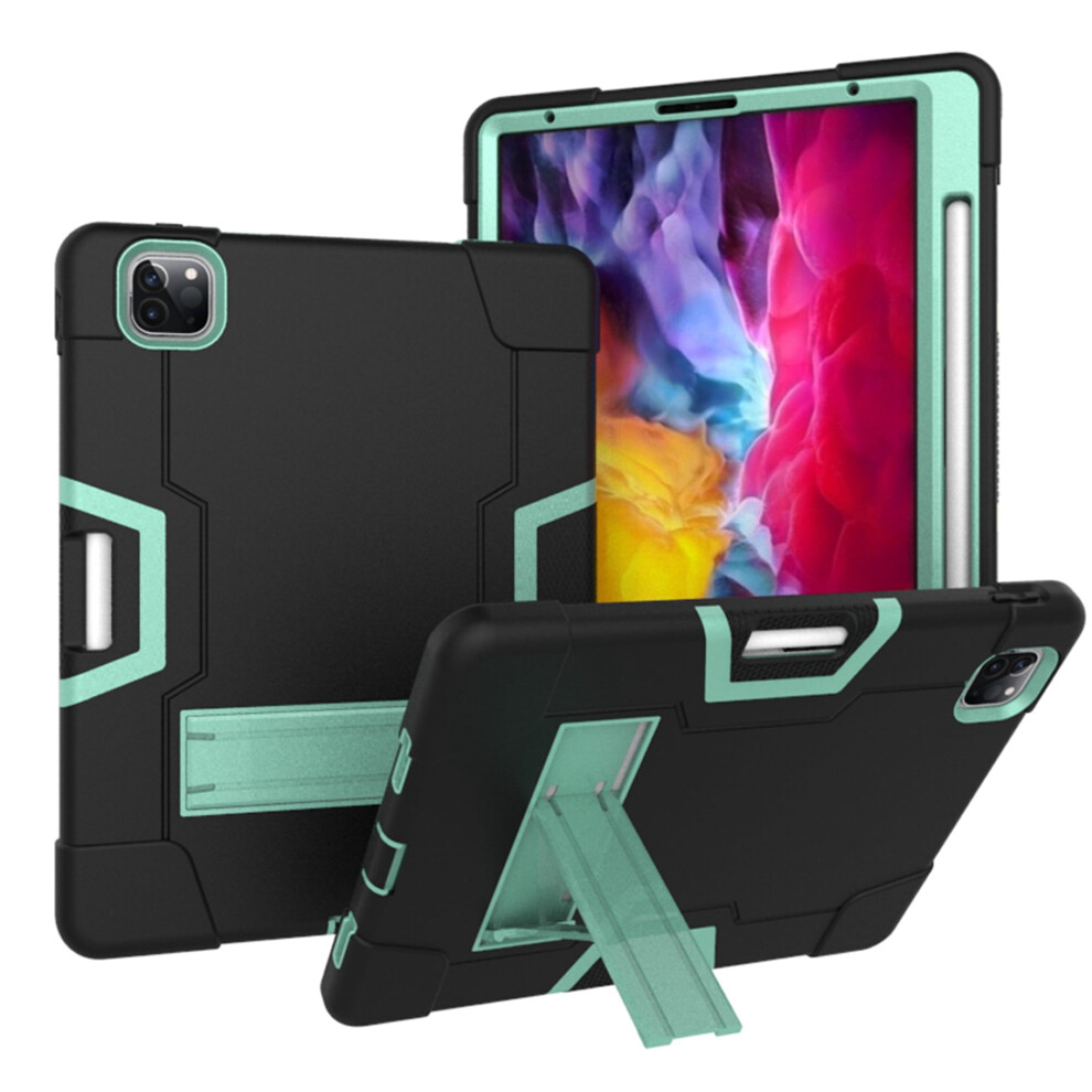 Compatible With Ipad Pro 11 Inch 2Nd Gen 2020 Shockproof Rugged 3-Layer Case With Kickstand Â + Mint Black 9418476745782