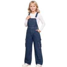 Snowflake Washed Denim Overalls for Girls, Wide Leg Cargo Jumpsuit, Casual Winter Outfit, Young Ones Fashion, Gentle Fabric, Breathable Design