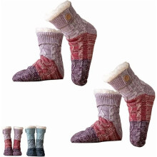 Knitted Ultra-Thick Slipper Home Socks, Non-slip Warm Winter Socks with Fleece Lined, Soft and Comfortable for Indoor