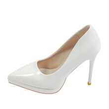 White PU High Heels for Women – Pointed Toe Stiletto Slip-On, Comfortable Retro Style, Size 42 EU, Compatible with Casual Wear