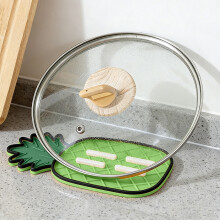 AuroraX Pot Lid Holder for Countertop Cute Pineapple Pot and Pan Crockpot Lid Organizer for Inside Cabinet Plastic Rack for Kitchen Storage,Green