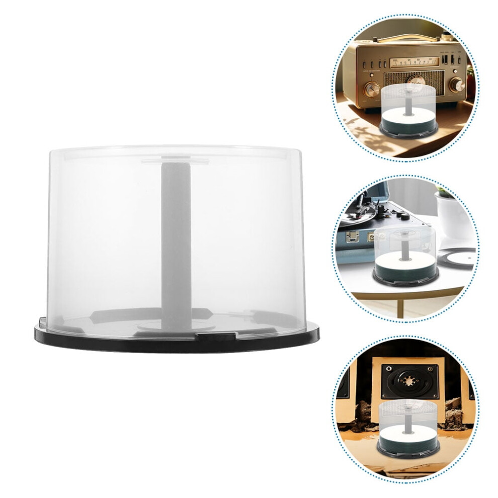 Dvd Storage Box Clear,4Pcs Empty Round Cd/Dvd Storage Container Simple Easy Access Cd/Dvd Organizing Bucket Saving Space Cd Storage Bin For Home Dorm 9130661980067