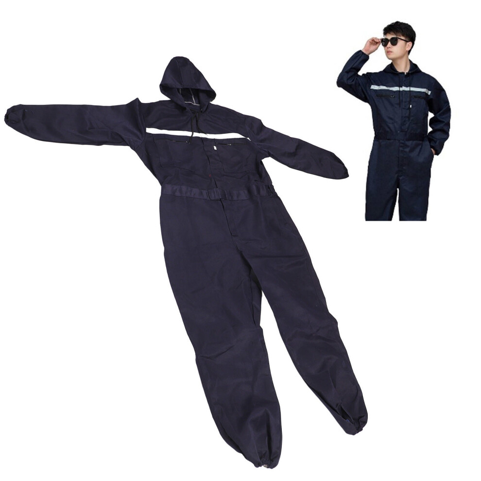Xl Hooded RustâProof Dark Blue LongâSleeve Reflective Coverall Â Deep Pockets, Elastic Waist, Durable Polyester, Ideal For Factory Work 9130661979191