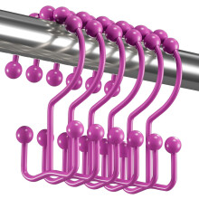 Shower Curtain Hooks Rings, Rust Resistant Metal Double Glide Shower Hooks Rings for Bathroom Shower Rods Curtains, Set of 12 Hooks
