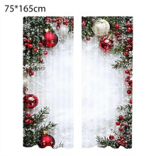 Christmas Ball Holiday Printed Curtains, 2 Pieces 2D Flat Printed Red Luxury Xmas Print Curtains for Bedroom Living Room Holiday Party