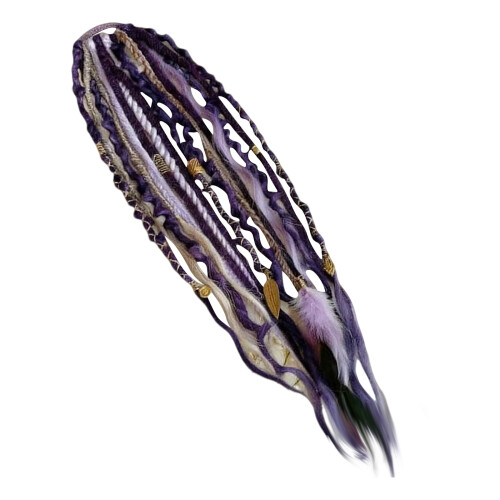 Purple Glow Dread Ponytail Extensions Elastic Boho Clip-In 1