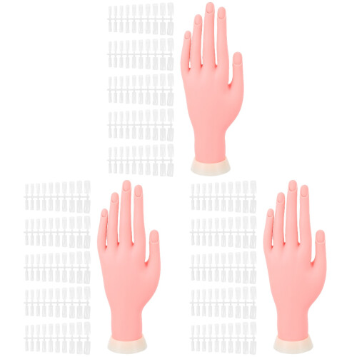 3Sets High Simulation Pink Practice Hand Model Manicure Training Tool 2