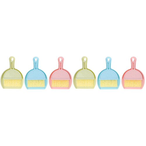 6Sets Mini Broom Dustpan Kit Plastic Brush for Small Pet Cage Cleanup 2