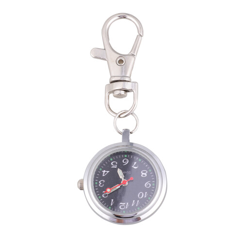 2Pcs Silver Quartz Pocket Watch with Key Buckle Large 1
