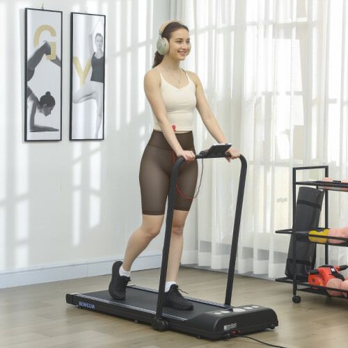 Foldable Walking Treadmill, LED Display and Wheels