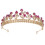 Pink Rose Bridal Headband Rhinestone Tiara Crown for Wedding Decor 8