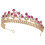Pink Rose Bridal Headband Rhinestone Tiara Crown for Wedding Decor 9