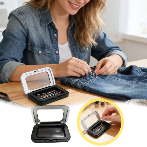 Metal Needle Holder with Clear Lid Portable Organizer 1