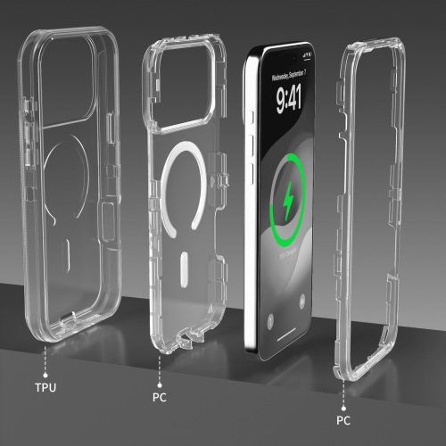 Capa transparente para iPhone 17 Pro Max compatível com MagSafe — Tripla camada magnética, resistente a impactos e cristalina. 1